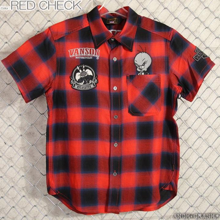 バンソン VANSON ルーニー・テューンズ コラボ レーヨン 半袖チェック