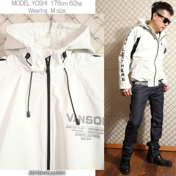 24h限定pMAX17倍!5/2pm23:59迄 当店別注!VANSON バンソン 三層ストレッチパーカー NVSZ-2102 刺繍 高耐水 高撥水_14