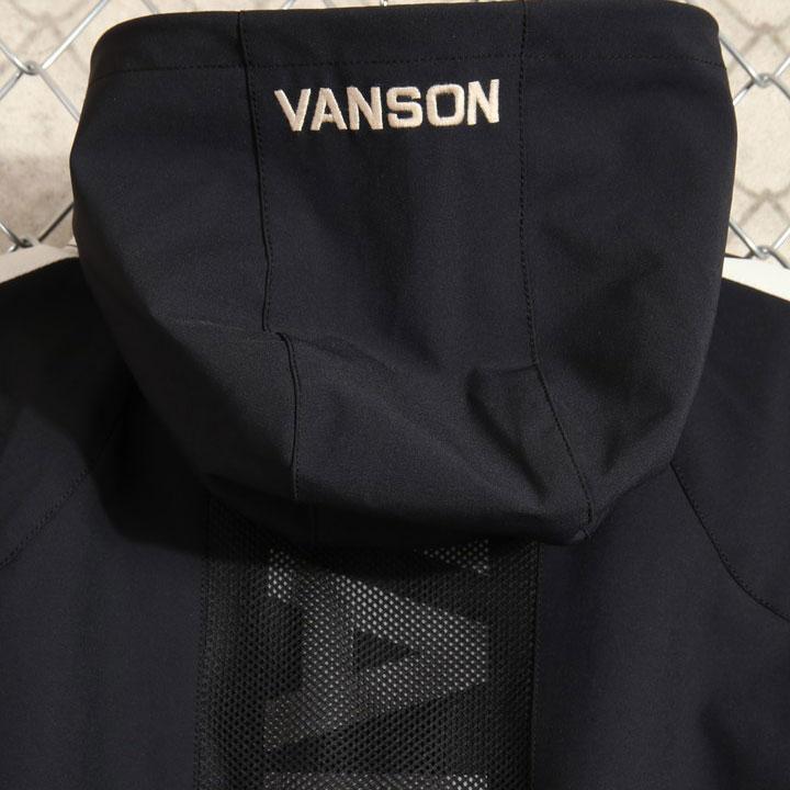 24h限定pMAX17倍!5/2pm23:59迄 当店別注!VANSON バンソン 三層ストレッチパーカー NVSZ-2102 刺繍 高耐水 高撥水_11