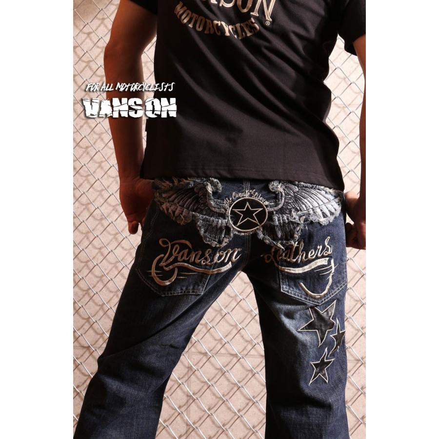VANSON（バンソン） エンブレム ウィング 刺繍 USED加工 デニム SP-B