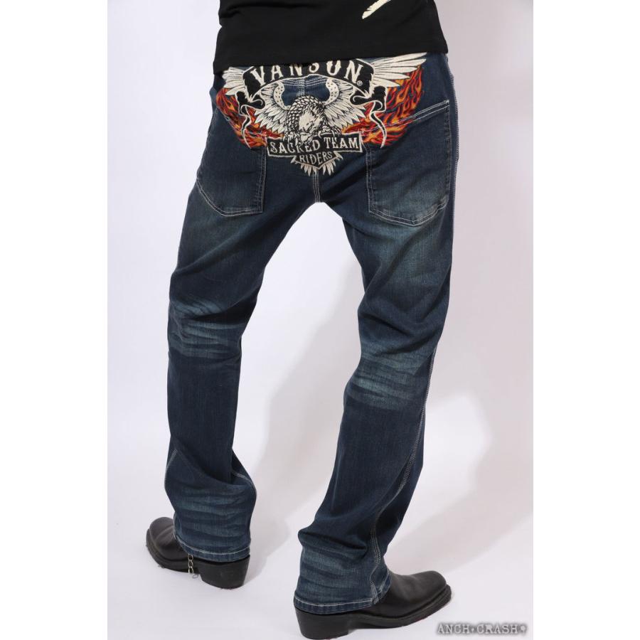 VANSON バンソン イーグル 刺繍 ストレッチ デニムパンツ(SP-B-30)濃紺 ワンウォッシュ VANSON（バンソン） イーグル 刺繍 ストレッチ デニムパンツ SP-B-30