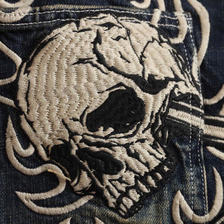 VANSON（バンソン） ピストン×スカル 刺繍 デニムパンツ SP-B-32 ワン
