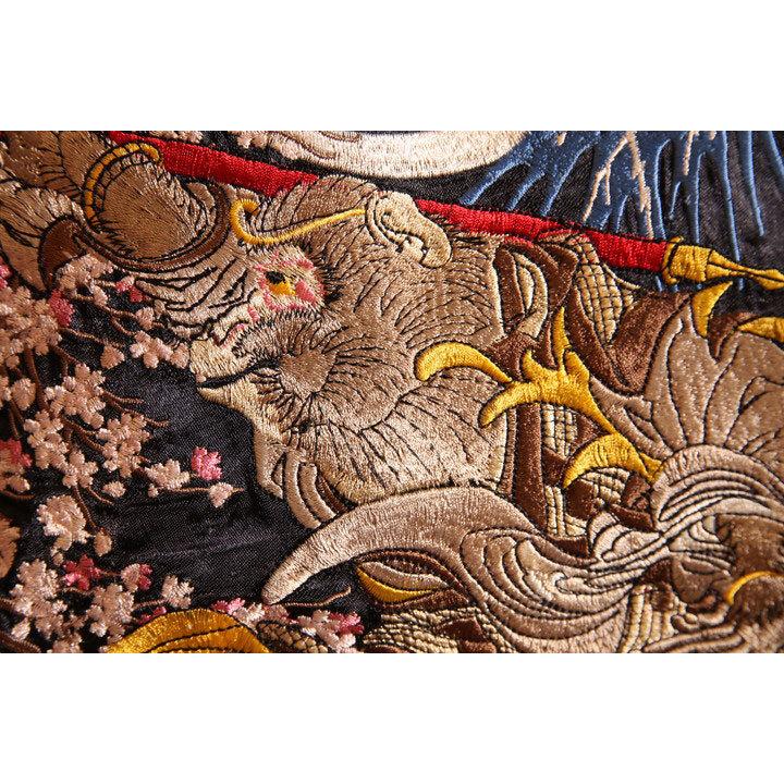 24h限定pMAX13.5倍!6/4pm25:59迄 花旅楽団SCRIPT 桜と孫悟空 刺繍 和柄スカジャン ブラック SSJ-022 スクリプト【JISHA】の画像