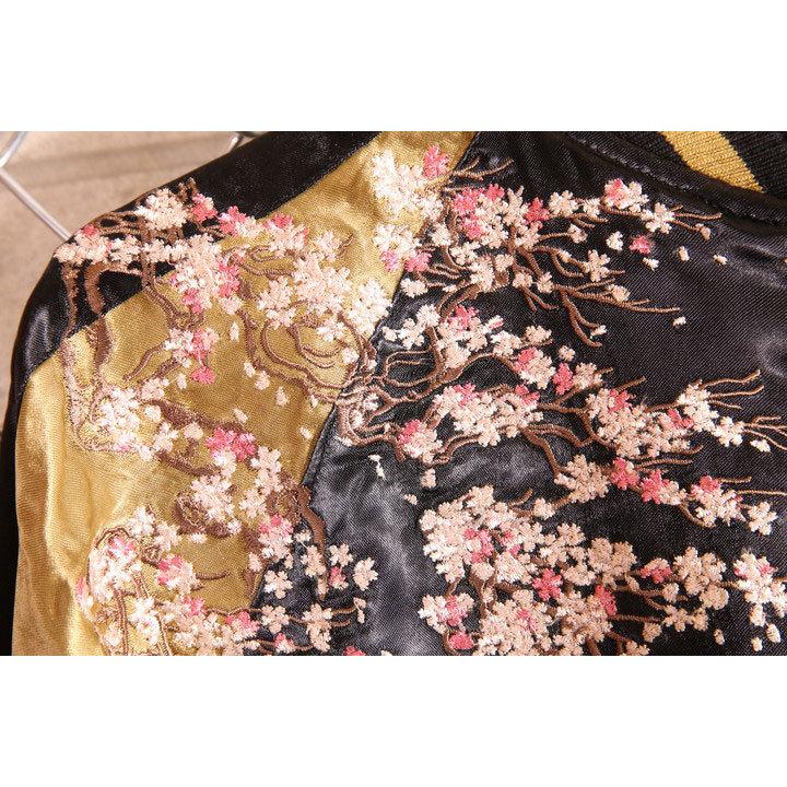 24h限定pMAX13.5倍!6/4pm25:59迄 花旅楽団SCRIPT 桜と孫悟空 刺繍 和柄スカジャン ブラック SSJ-022 スクリプト【JISHA】の画像
