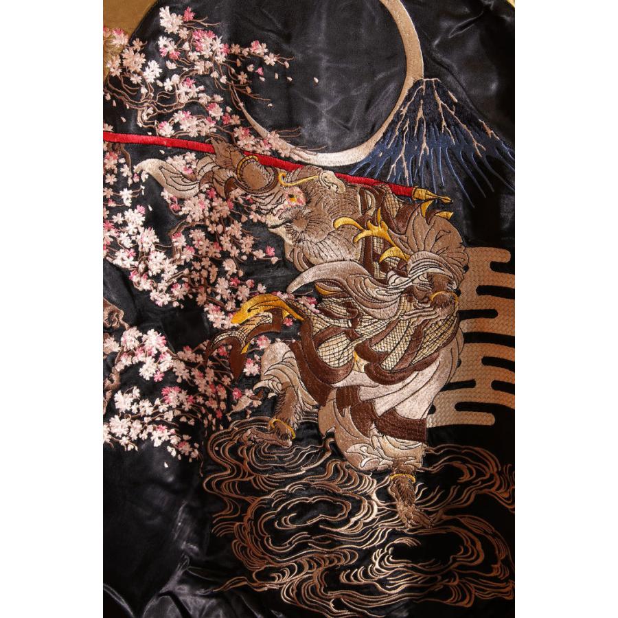 24h限定pMAX13.5倍!6/4pm25:59迄 花旅楽団SCRIPT 桜と孫悟空 刺繍 和柄スカジャン ブラック SSJ-022 スクリプト【JISHA】の画像