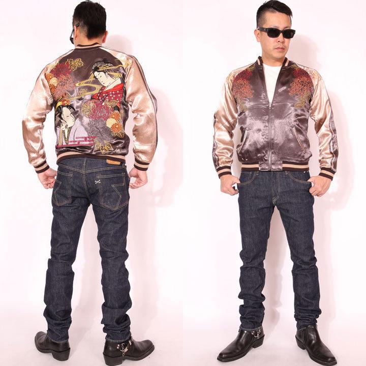 花旅楽団SCRIPT 芸者 刺繍 和柄スカジャン SSJ-516ジャケット