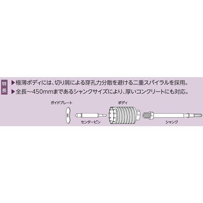 ユニカ コアドリル HCタイプ(センターピン)HCCP-No.1 ハンマードリル用 