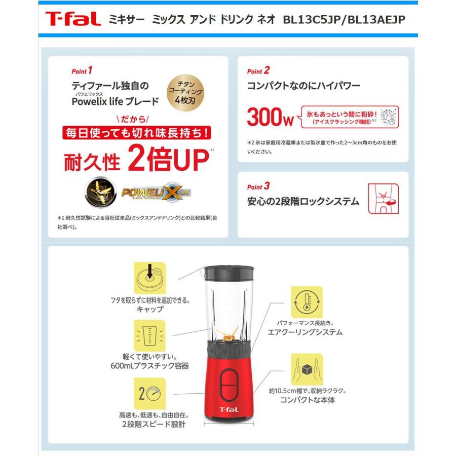 T-fal ティファール ミキサー ミックス&ドリンク ネオ ミル付き T-fal ティファール ミキサー ミックス&ドリンク ネオ ミル付き