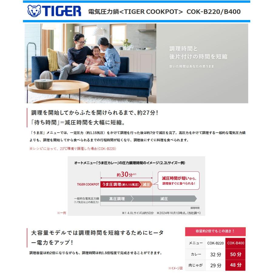 タイガー（TIGER） 電気圧力鍋2.2L COK-B220-KM クックポット 1台11役