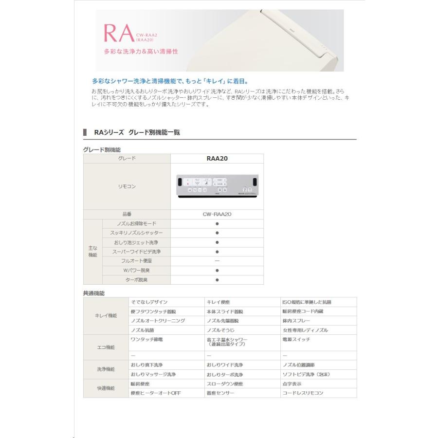 LIXIL INAX シャワートイレ 温水洗浄便座 CW-RAA20-BN8 瞬間式 RAシリーズ リモコンタイプ 脱臭機能付き オフホワイト リクシル｜anchor｜02