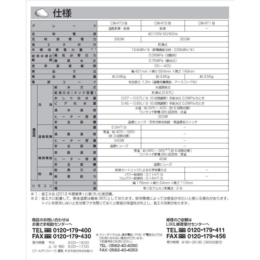 INAX（イナックス） LIXIL INAX シャワートイレ 温水洗浄便座 CW-RT20