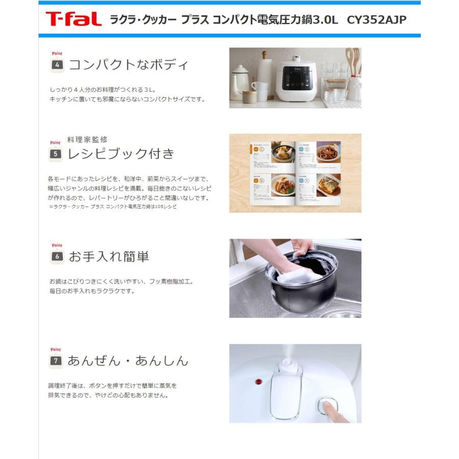 ティファール 電気圧力鍋 CY352AJP ラクラクッカー プラス コンパクト 