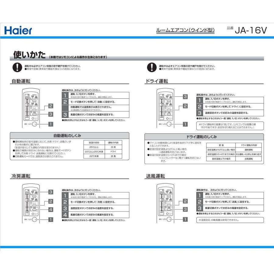 ハイアール 窓用エアコン JA-16V-W 冷房専用ウインドエアコン 4.5〜6畳