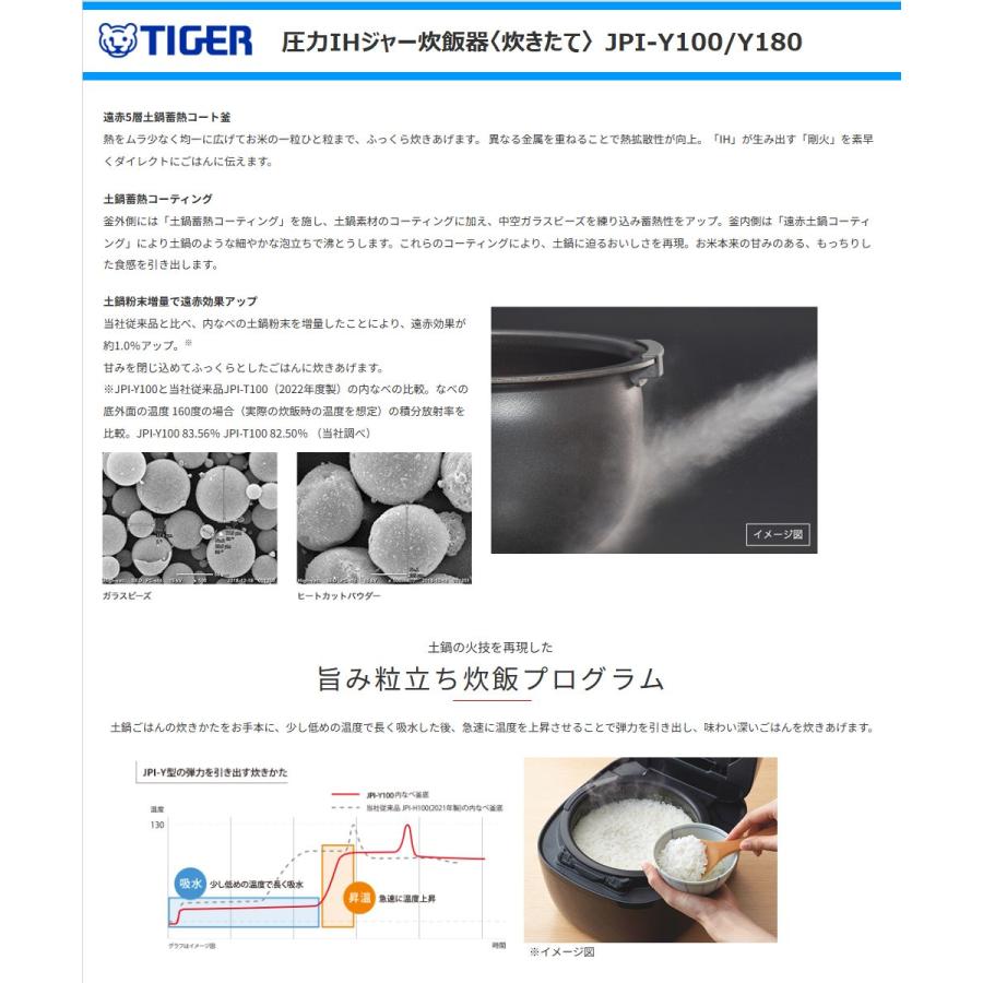 炊きたて タイガー 圧力IHジャー炊飯器 JPI-Y100-KY 5.5合炊き 遠赤5層