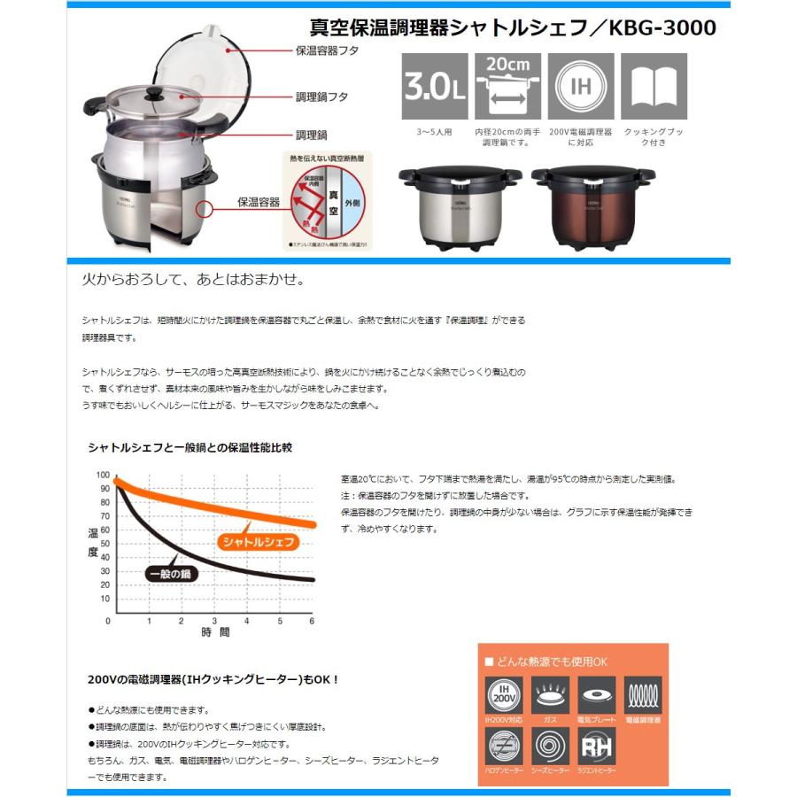 【新品・未開封】サーモス　シャトルシェフ　3リットル　KBG-3000 CS 公式通販】真空保温調理器シャトルシェフ KBG-3000 クリア