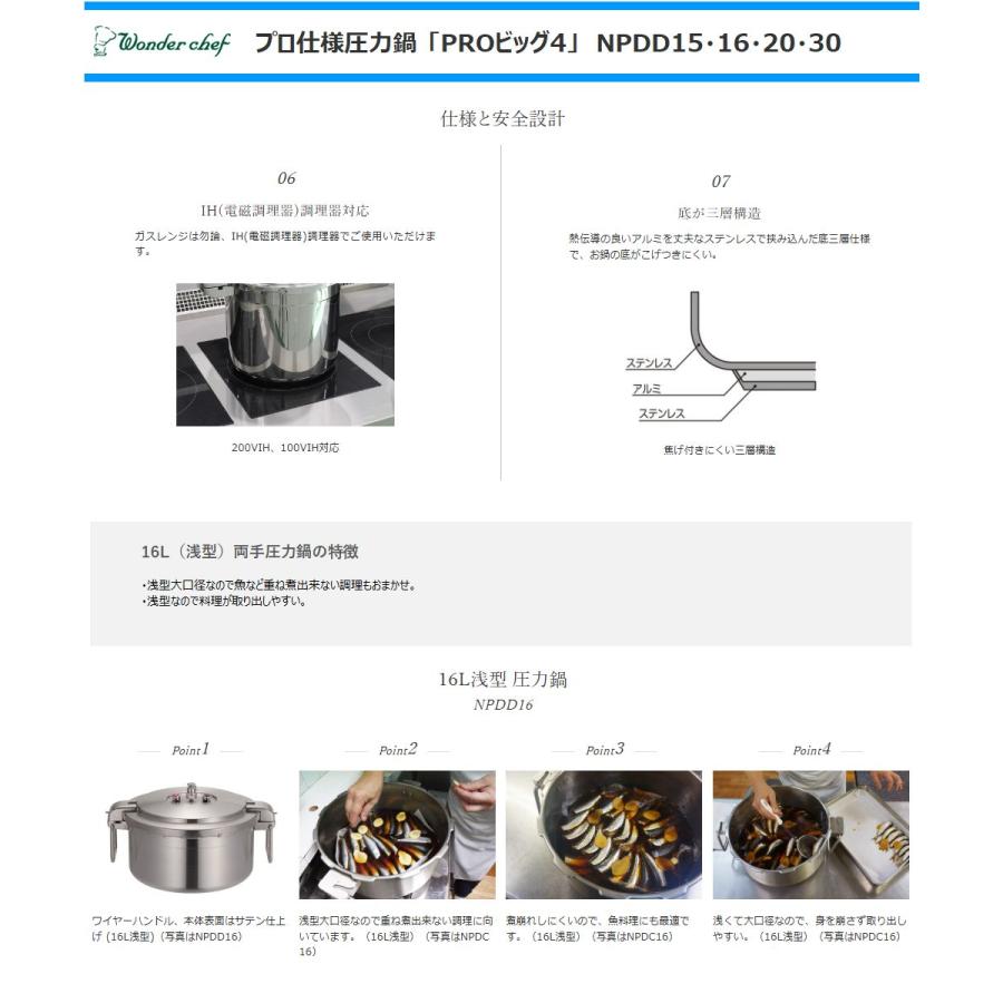ワンダーシェフ 業務用圧力鍋 プロ仕様 20.0L NPDD20 PRO BIG4