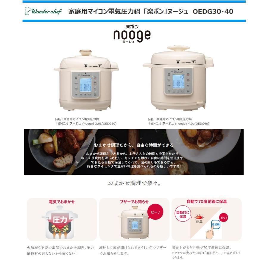 ワンダーシェフ 家庭用マイコン電気圧力鍋 楽ポン ヌージュ 4.0L