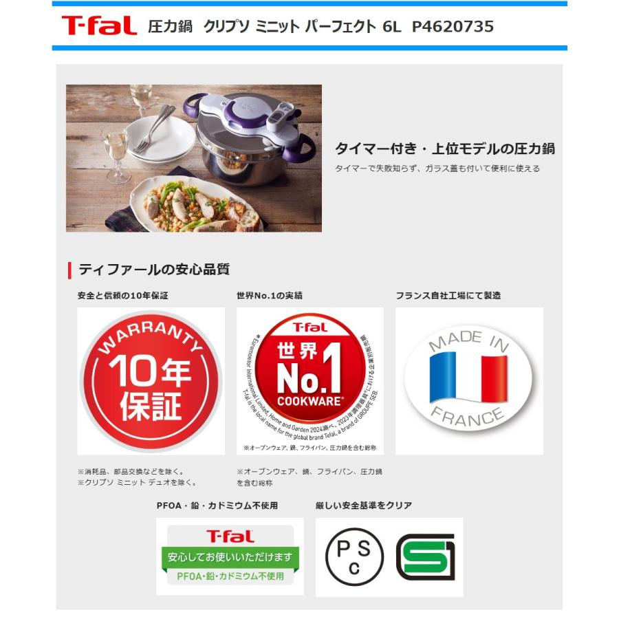 クリプソ ミニット ティファール IH対応 タイマー付き圧力鍋 P4620735