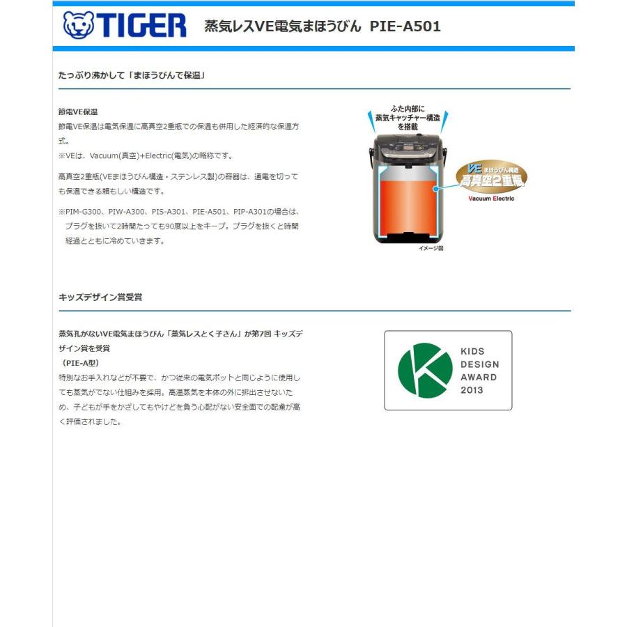 タイガー魔法瓶 PIE-A500蒸気レス VE電気まほうびん とく子さん Amazon | タイガー魔法瓶(TIGER) 電気ポット 蒸気レス 節電VE保温