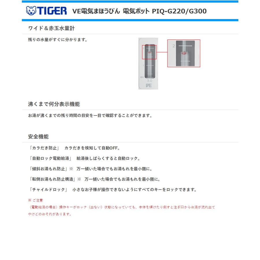 とく子さん タイガー魔法瓶 電気ポット PIQ-G220-WC VE電気まほうびん