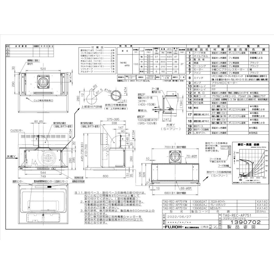 リンナイ（Rinnai） レンジフード TAG-REC-AP751GM 自動洗浄 ノン