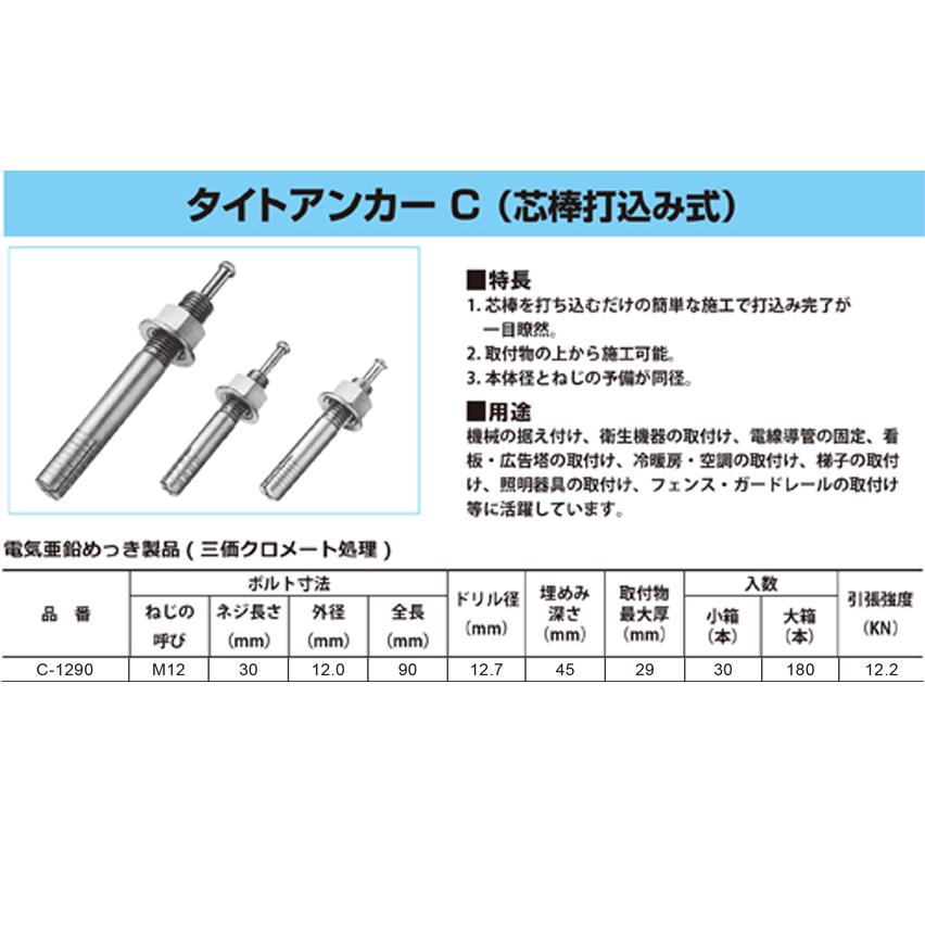 C-1290　タイトアンカー180本入　エイワイファスナー（芯棒打込み式）