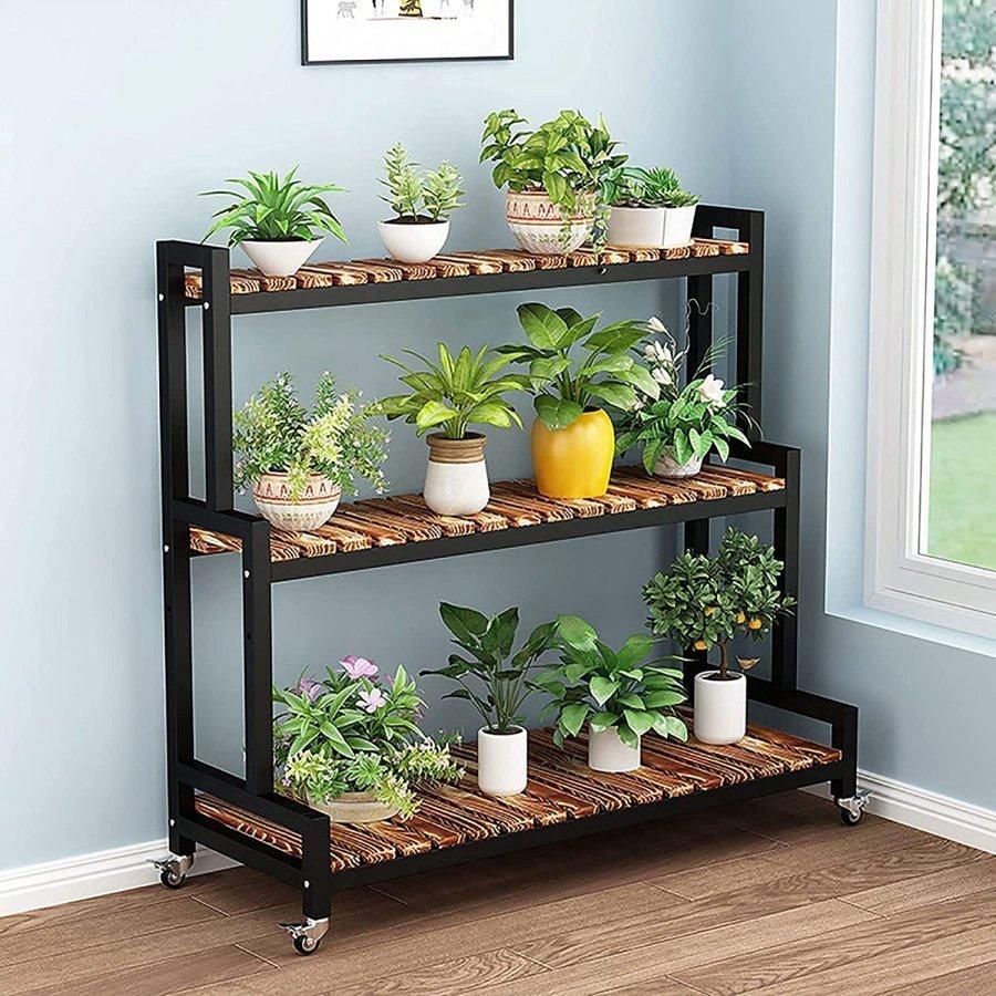 フラワースタンド ベランダ ガーデンラック花台キャスター付き 簡単組み立て 錆びない 耐腐食性 耐湿性 ガーデニング 棚 プランタースタンド 耐荷重 家具、インテリア インテリア雑貨 花瓶、フラワースタンド Z1104719898(9825円)