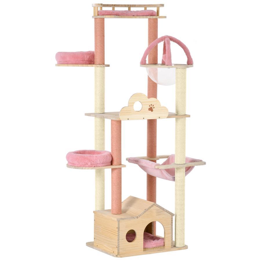 在庫処分キャットタワー 据え置き 多頭 大型 おしゃれ 全高174cm 猫用品 猫タワー 高級 組立簡単 爪とぎ 麻 隠れ家 多頭飼い 
