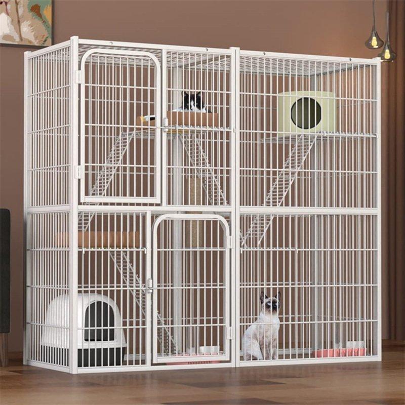 猫ケージ 3段 142*54*130CM キャットケージ 丈夫なうさぎの檻 大型 キャットケージ 小動物ケージ スチール 広々 キャットハウス キャットケージ
