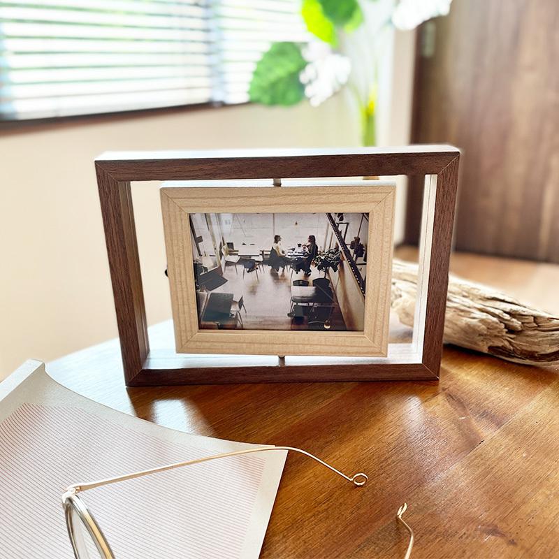 フォトフレーム 回転式 (L判×2枚) 回転 多面 縦置き 横置き 兼用