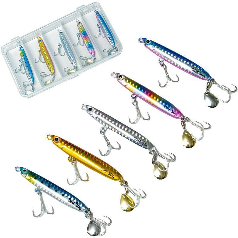 新品登場 g 5個セット サーフ ジギング ヒラメ セット メタルジグ Ohf 25g ケース付き 30g ワーム Www We Job Com