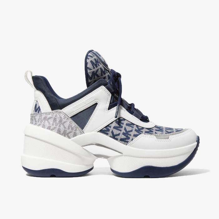 マイケルコース Olympia Logo Jacquard and Leather Trainer オリンピア ロゴ ジャカード スニーカー 厚底 レディース 43S1OLFS2Y US正規品 送料無料 US直輸入 スニーカー マイケルコース Olympia Logo Jacquard and Leather ロゴ ジャカード レディース 43S1OLFS2Y