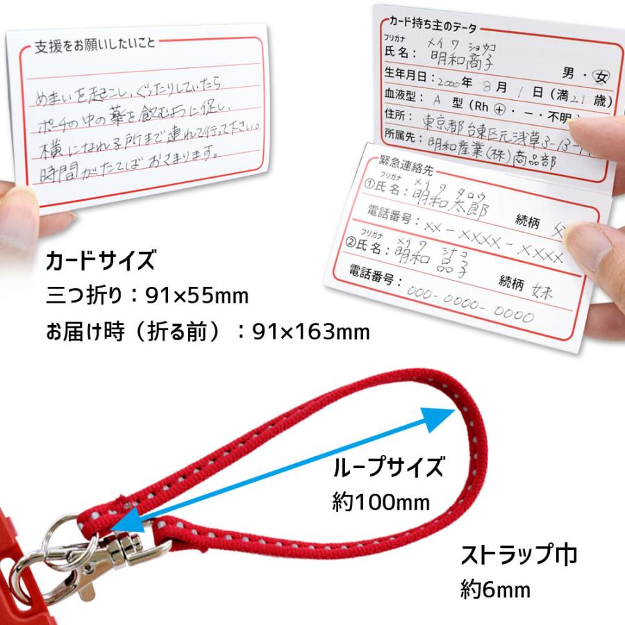 緊急時お願いカード 反射ストラップ付カードケースセット ハンド