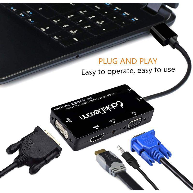 優先配送CableDeconn HDMI-VGA DVI 多機能ハブ VGA HDMI to 変換 HDMI アダプタ 4in1 HDMI DVI プロジェクター Syncwire HDMI to VGA 変換アダプタ