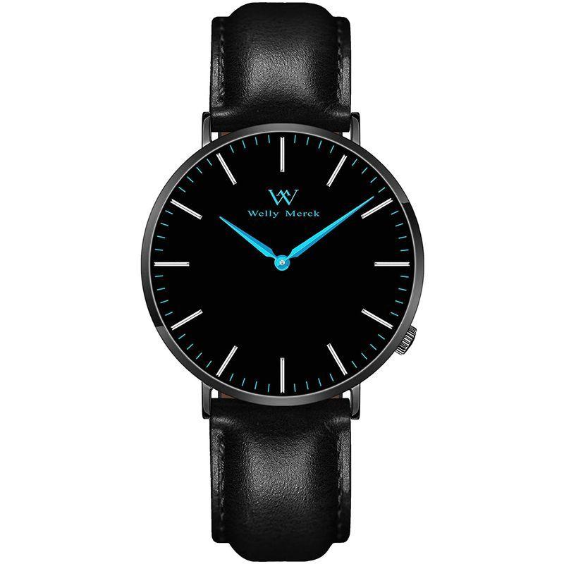 腕時計 メンズ 防水 スイス クォーツ ブラックWelly Merck メンズ 防水 スイス クォーツ ブラックWelly Merck