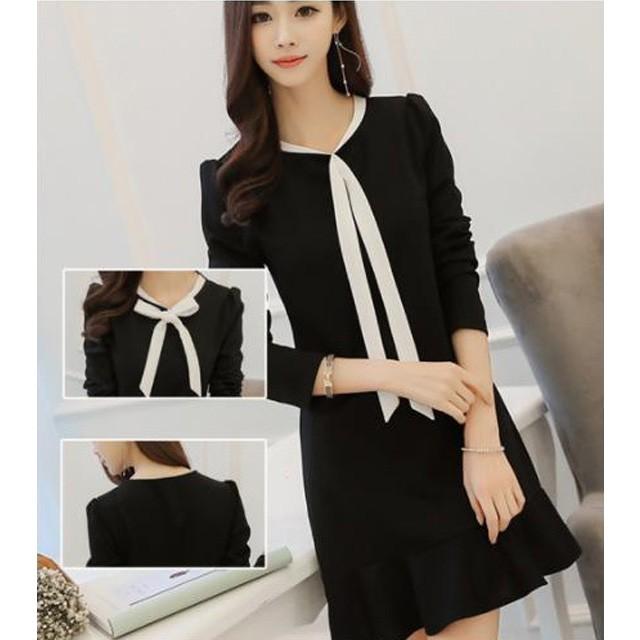 ワンピース 長袖 ミニ丈 レディース フォーマル 冠婚葬祭 黒 ブラック Aライン フレアスカート 清楚 大人可愛い リボン Xlサイズ Phab252 And Sherry 通販 Yahoo ショッピング