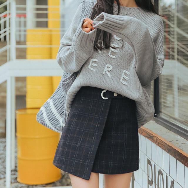 ミニスカート チェック柄 Aラインスカート レディース スカート ミニ丈 秋冬 トレンド オルチャン 韓国ファッション ネイビー Lサイズ Rkab156 And Sherry 通販 Yahoo ショッピング