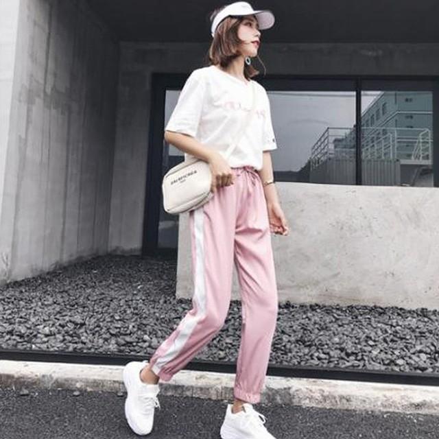 サイドライン ジョガーパンツ 9分丈 レディース ボトム ピンク オルチャン 韓国コーデ トレンド インスタ映え かわいい ダンス Vuab175 And Sherry 通販 Yahoo ショッピング