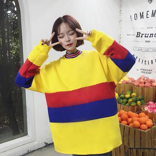 トレーナー ビッグシルエット レディース オルチャン 韓国ファッション 秋冬 トレンド 双子コーデ インスタ映え イエロー Zaia024 And Sherry 通販 Yahoo ショッピング