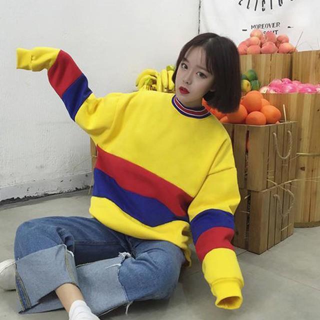 トレーナー ビッグシルエット レディース オルチャン 韓国ファッション 秋冬 トレンド 双子コーデ インスタ映え イエロー Zaia024 And Sherry 通販 Yahoo ショッピング