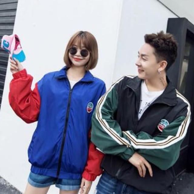 ラインジャケット ビッグシルエット ブルゾン ジャンパー Ma 1 オルチャン 韓国ファッション ストリート系 レディース スポーティ トレンド 青 赤 Lサイズ Zaia047 And Sherry 通販 Yahoo ショッピング