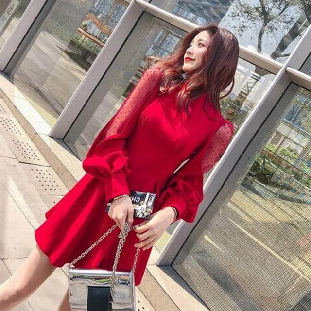 パーティードレス 韓国 40代 代 10代 袖あり 赤 ワンピース レディース きれいめ ドレスワンピース 安い ドレスコード 女性 結婚式 お呼ばれ Mサイズ Zbza185 And Sherry 通販 Yahoo ショッピング