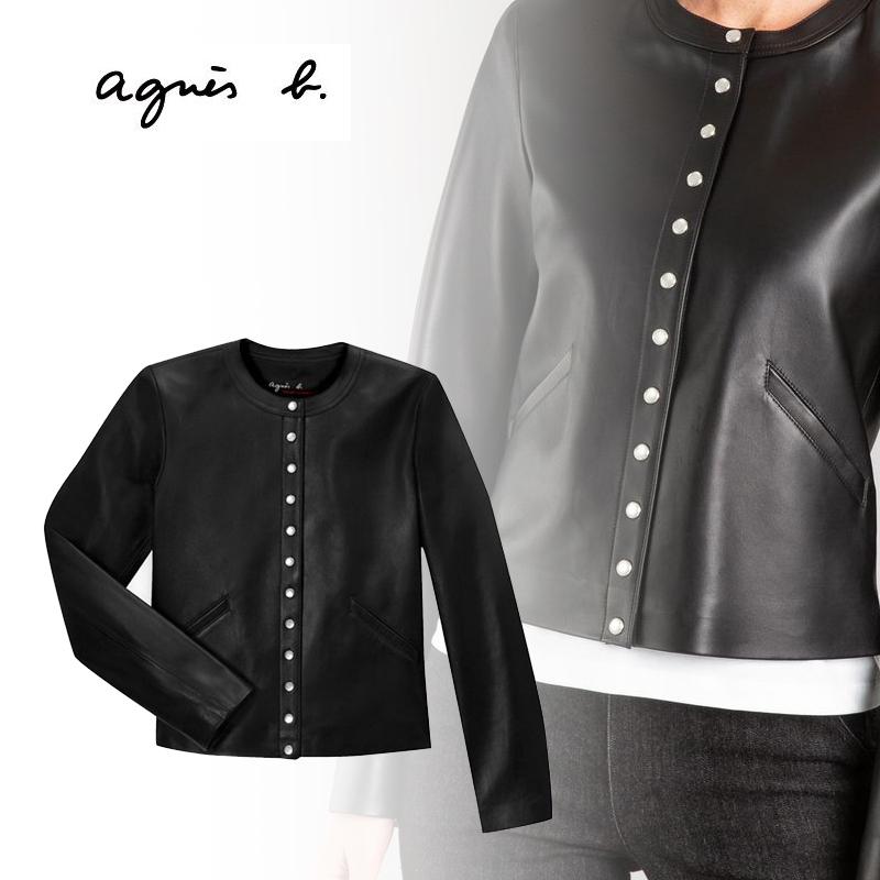 ブランドのギフト Veste B Cu32 Agnes B レディースファッションブランドagnes レザーカーディガンプレッション 通勤 大人 可愛い ブラック カーディガン ボレロ Www Solidarite Numerique Fr
