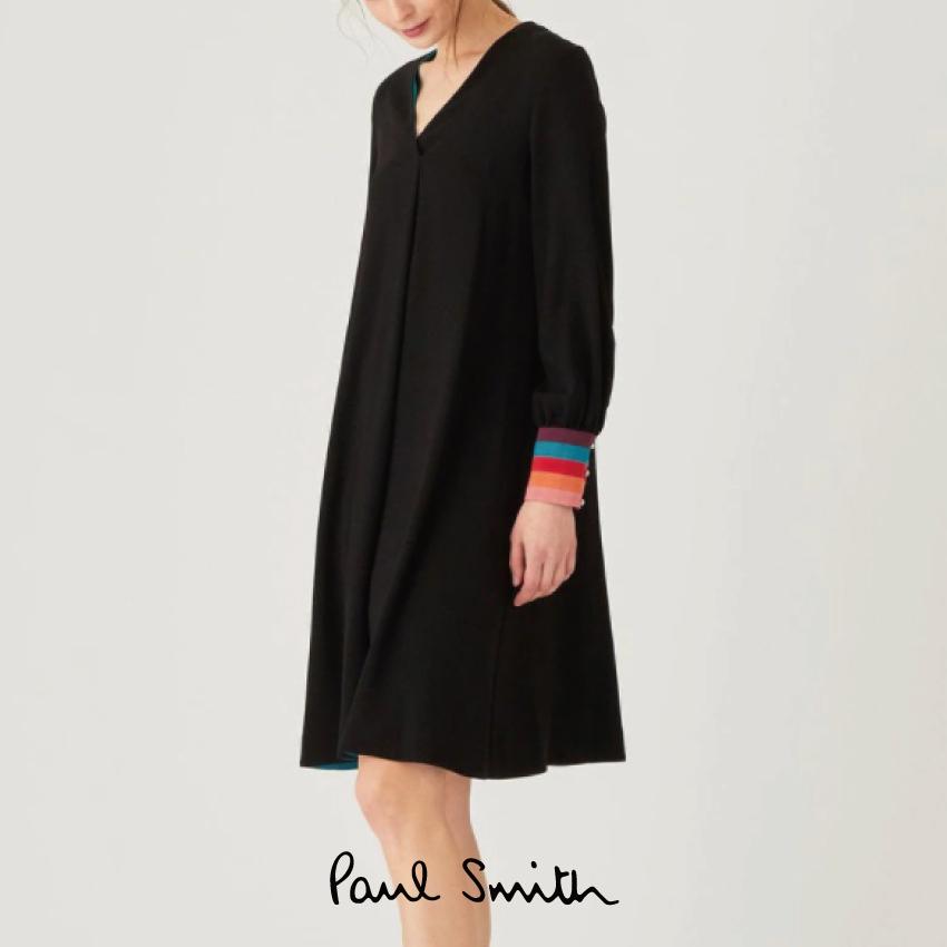 新作人気 ポールスミス ワンピース カラーコントラストカフス 洗える Smith Paul Smith Paul レディースファッションブランド スカート