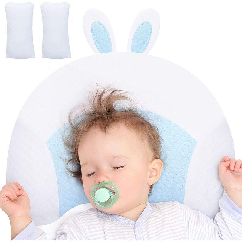 Adetina ベビー枕 新生児 絶壁 向き癖防止枕 赤ちゃん まくら 寝姿を矯正 頭の形をよくする枕 ブルー 予約中