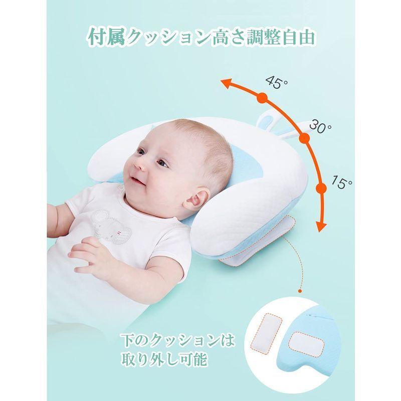Adetina ベビー枕 新生児 絶壁 向き癖防止枕 赤ちゃん まくら 寝姿を矯正 頭の形をよくする枕 ブルー 予約中
