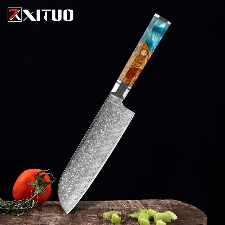 包丁 おすすめ プロ仕様 両刃 右利き 左利き 三徳包丁 刃渡り 17.7センチ ダマスカス包丁 ダマスカス鋼　 si2202103