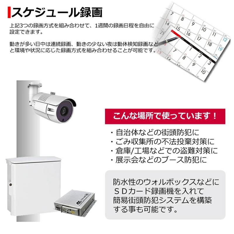 防犯カメラ 2Ch SDカード録画 AHD対応 小型SDレコーダー 512GB対応 AV