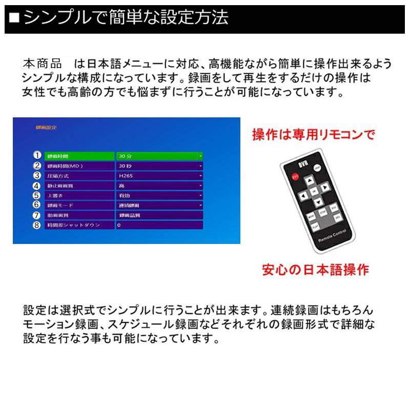 防犯カメラ 2Ch SDカード録画 AHD対応 小型SDレコーダー 512GB対応 AV