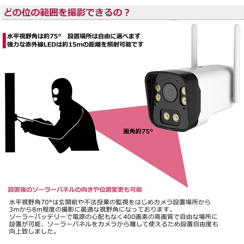 防犯カメラ 万画素 ソーラー ネット環境不要 日本製 充電池 ＳＤ
